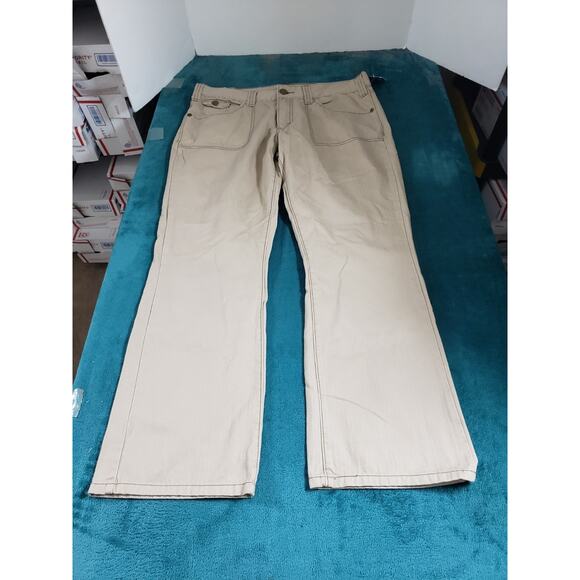 Levis Jeans Size 14 Womens Beige Pants Stretch Denim Mid Rise Bootcut NWT - Picture 1 of 15